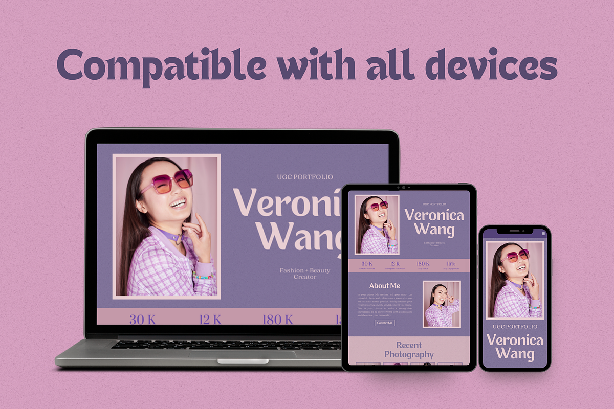 Purple UGC Portfolio Template Canva, a Websites & App Template by The Chaos Project (Photo 6 of 8)