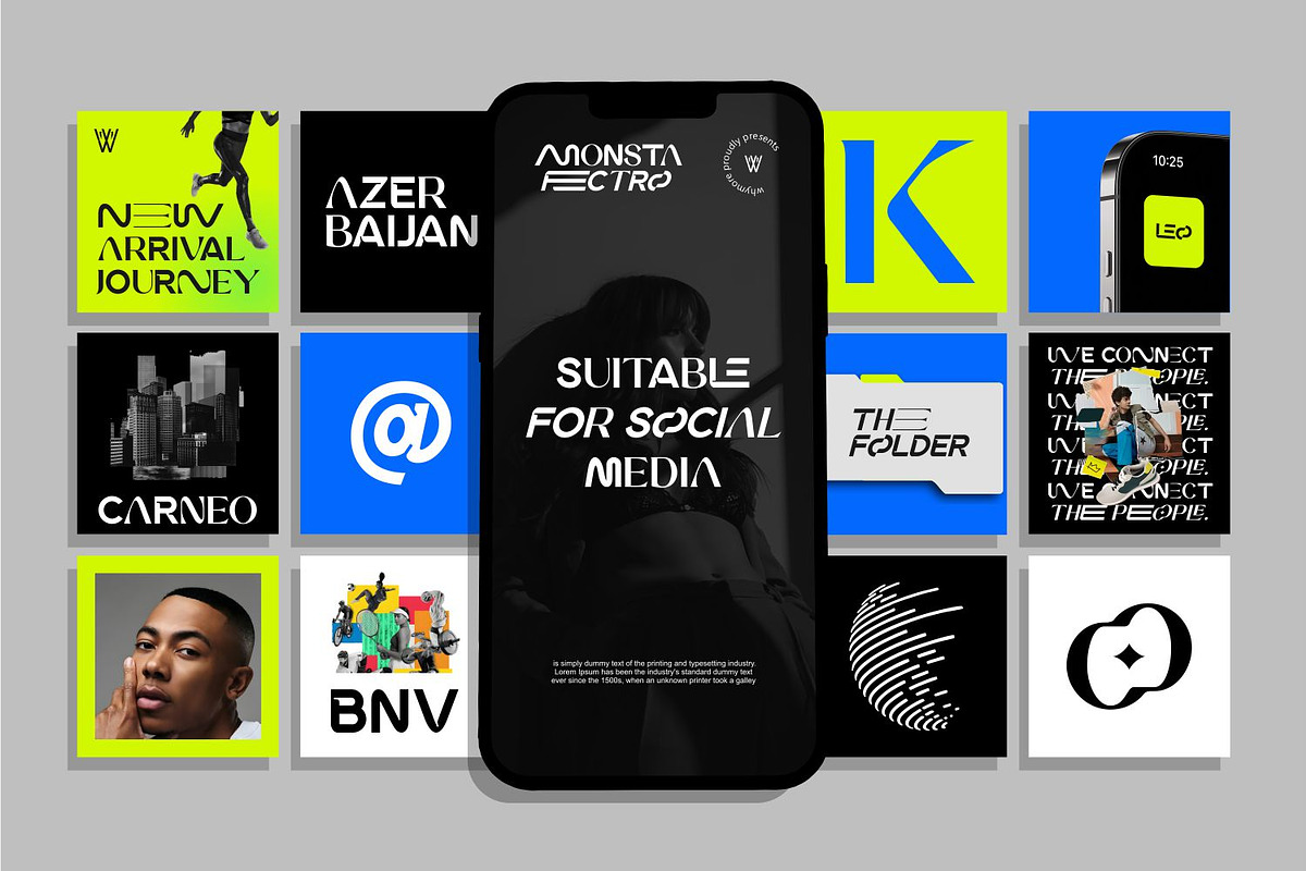 Monsta Fectro Modern Futuristic Font, a Sans Serif Font by WhymoreArt (Photo 2 of 10)