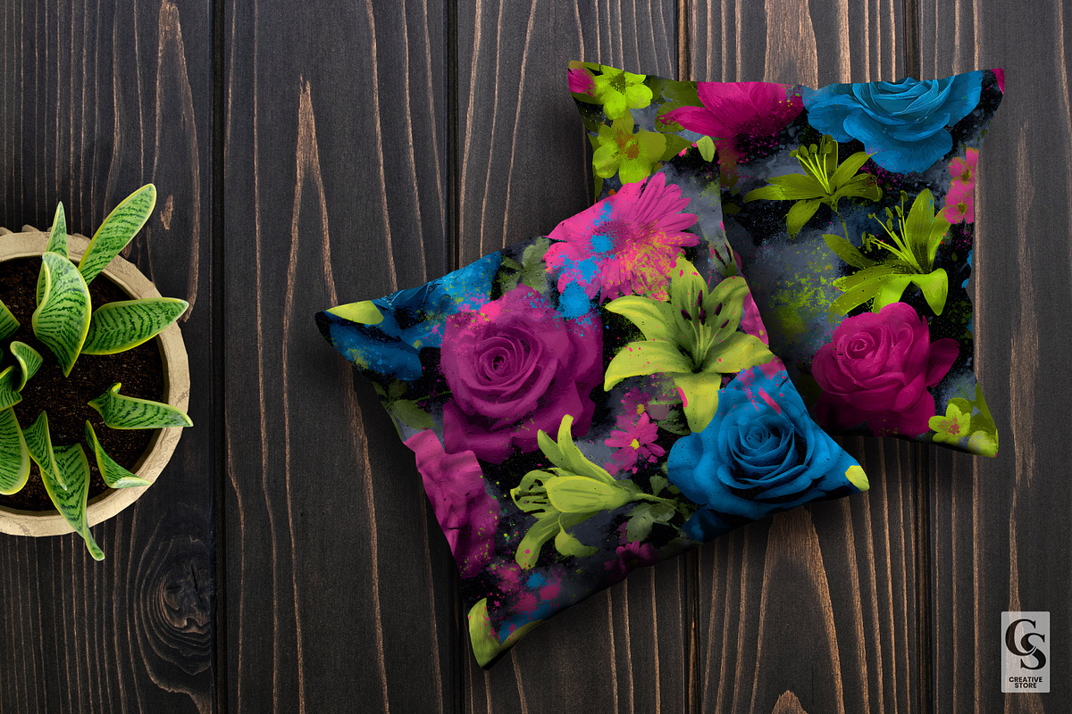 Graffiti Neon Flowers Digital Paper, a Pattern Graphic by Creative Store (Photo 3 of 5)