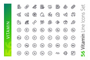 Vitamin Line Icons Set, an Outline Icon by Voysla's Shop (Thumbnail 2 of 4)