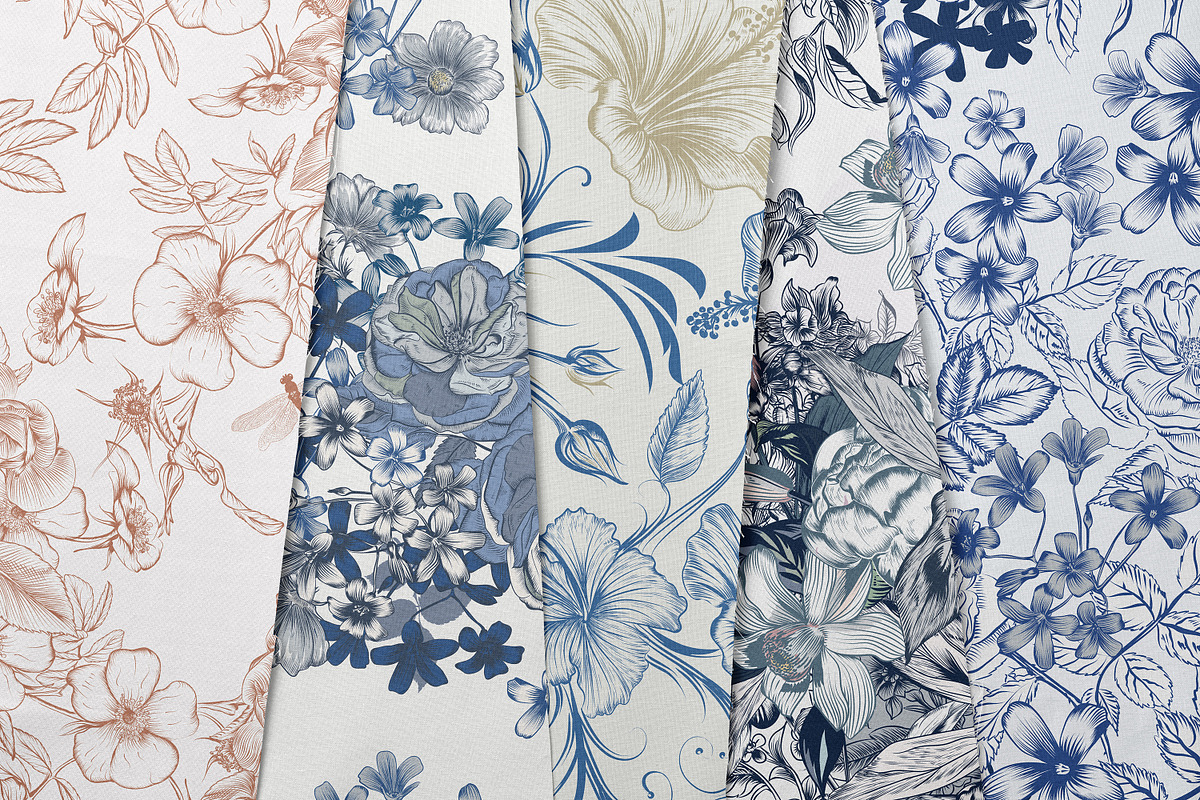 TOILE DE JOUY vector patterns set, a Pattern Graphic by FleurArt (Photo 3 of 9)