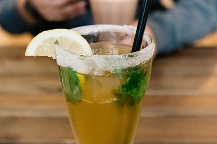 Mojito or virgin mojito long rum drink with fresh mint, lime juice, cane sugar, a Food & Drink Photo by Architect´s eye