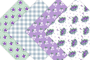 Purple Floral Digital Paper