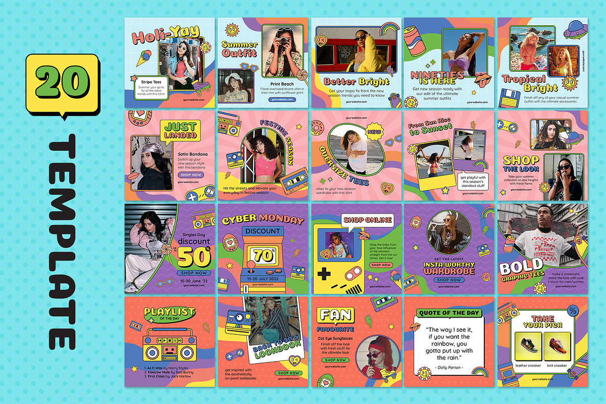 90s Summer Instagram Template, a Social Media Template by muhisya (Photo 6 of 14)
