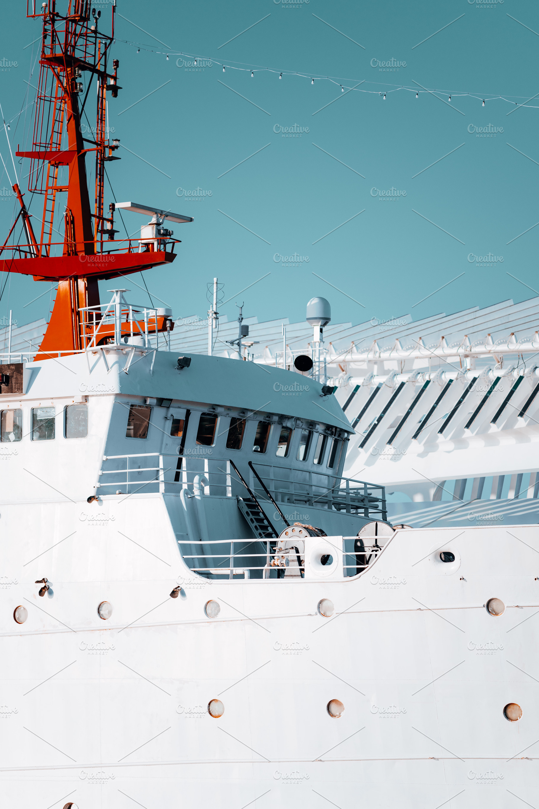 White Ship Bridge And Red Mast, a Transportation Photo by SkyNext
