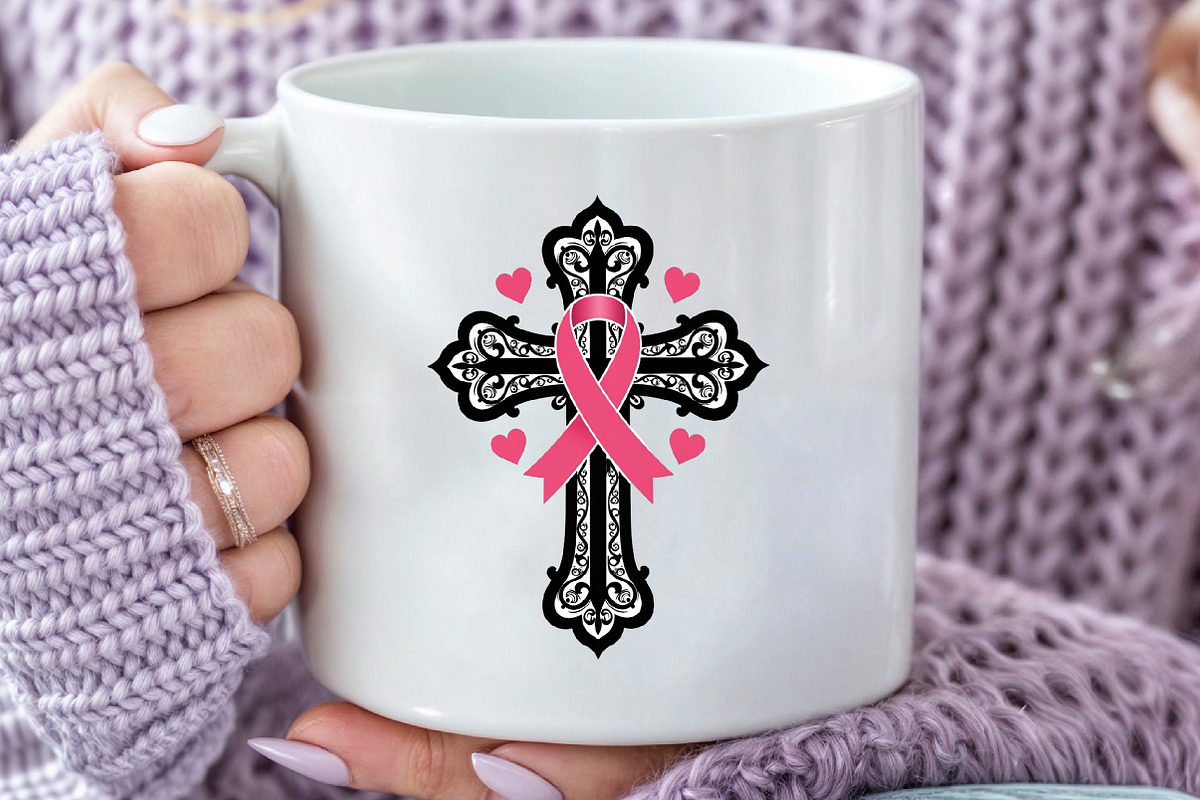 Pink Ribbon Cross PNG File, an Illustration by Black Bird Studio (Photo 3 of 4)
