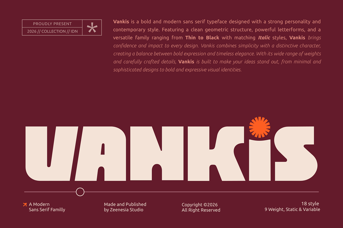 Vankis Font Family, a Sans Serif Font by zeenesia (Photo 1 of 21)