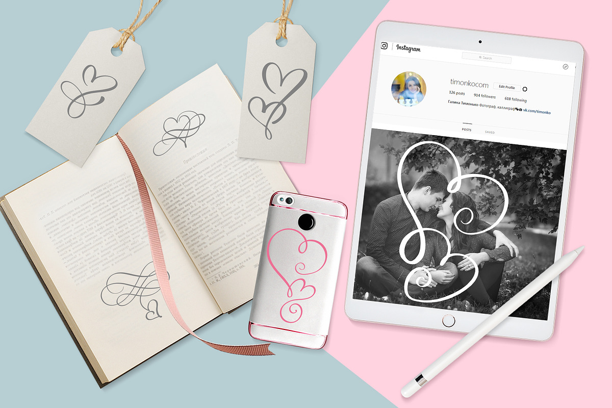 Lovingly Symbol Flourish Hearts Font preview 4