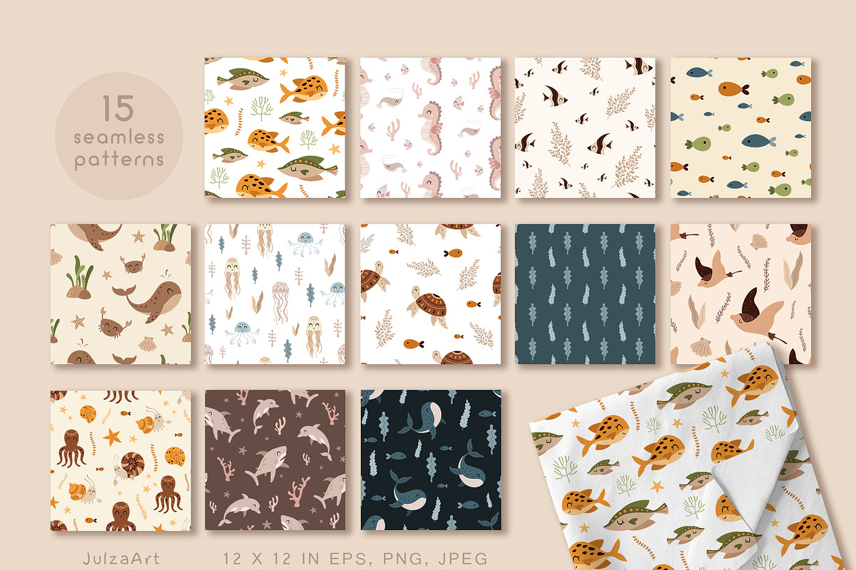 Sea animals collection, an Animal Illustration by JulzaArt (Photo 7 of 10)