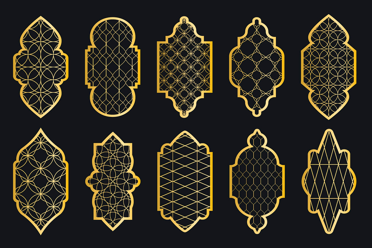 Islamic windows with golden pattern, an Illustration by Tati_Kli