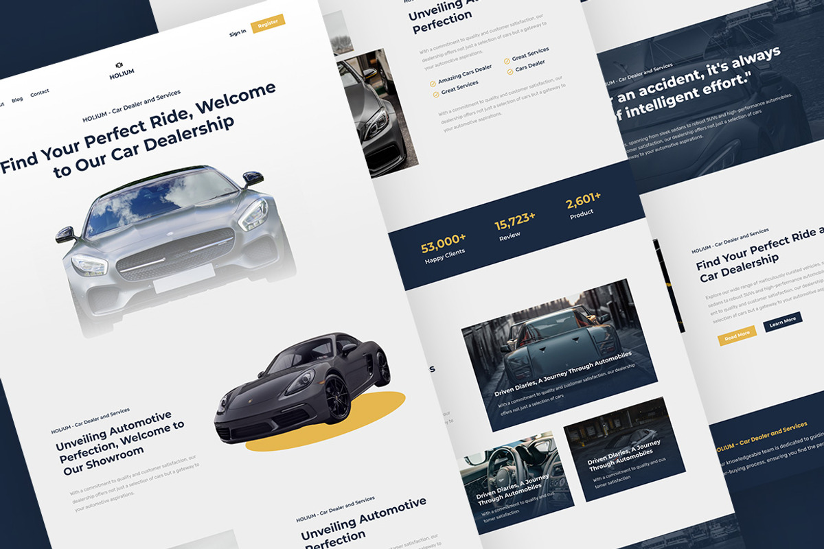 HOLIUM - Car Dealer and Services Lan, an UI Kit Template by ENATIVE (Photo 3 of 4)