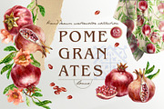 Pomegranates Watercolor collection, a Food Illustration by Farida Bik (Thumbnail 1 of 15)