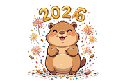 Cute Capybara New Year 2026 clipart, a Seasonal Illustration by Creative design (Thumbnail 4 of 7)