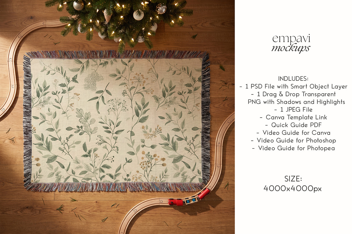 Woven Blanket Flat Lay Mockup, a Household Mockup by EmpaviMockups (Photo 4 of 6)