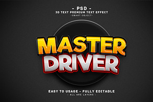Master Driver PSD 3D Text Effect, a Brushes & More by Md Jahidul99