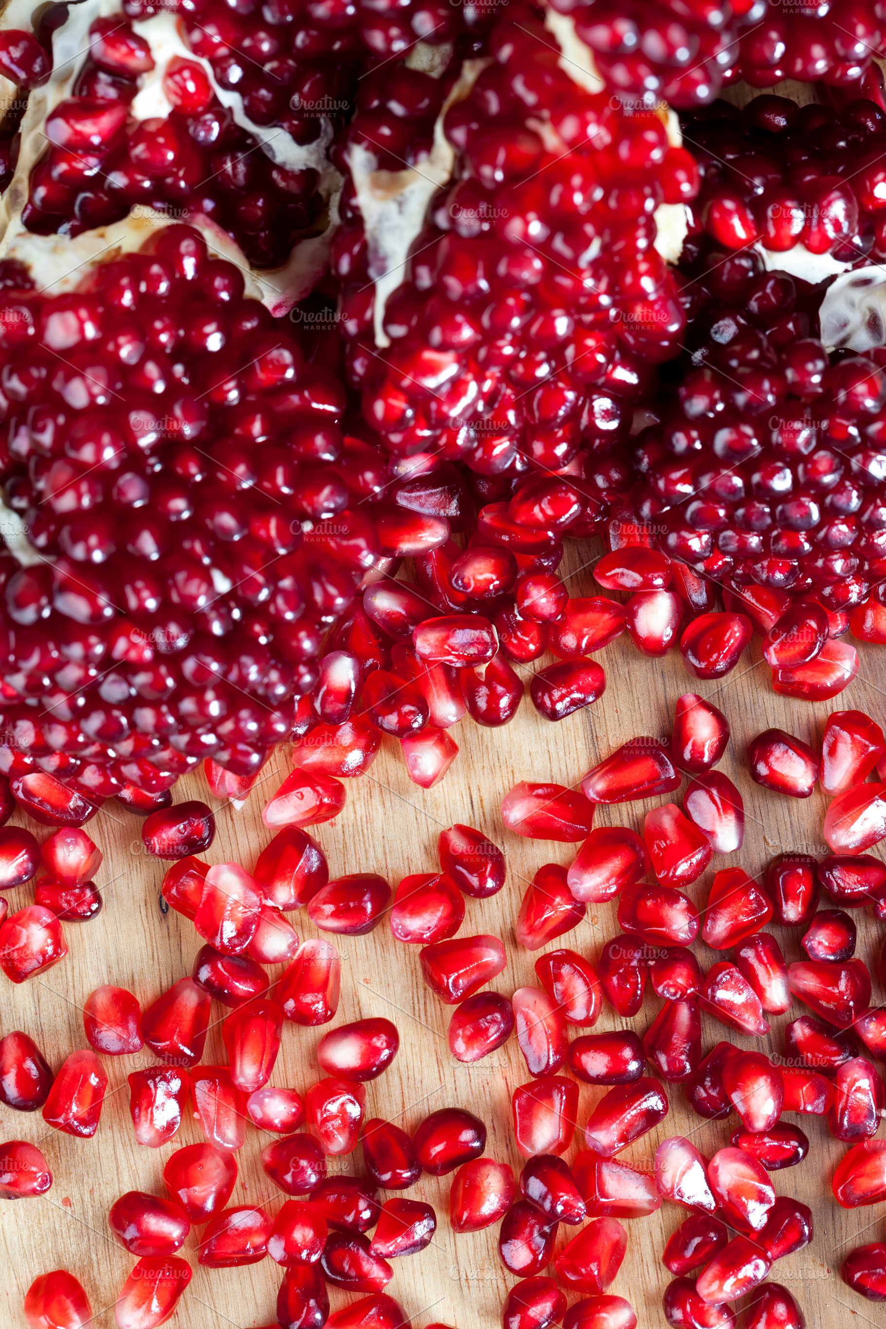fresh pomegranate close up, a Photo by MyPhotos