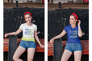 Female T-Shirt in City PSD Mockups, a Shirt Mockup by Hi, Mock-Up! (Thumbnail 7 of 9)