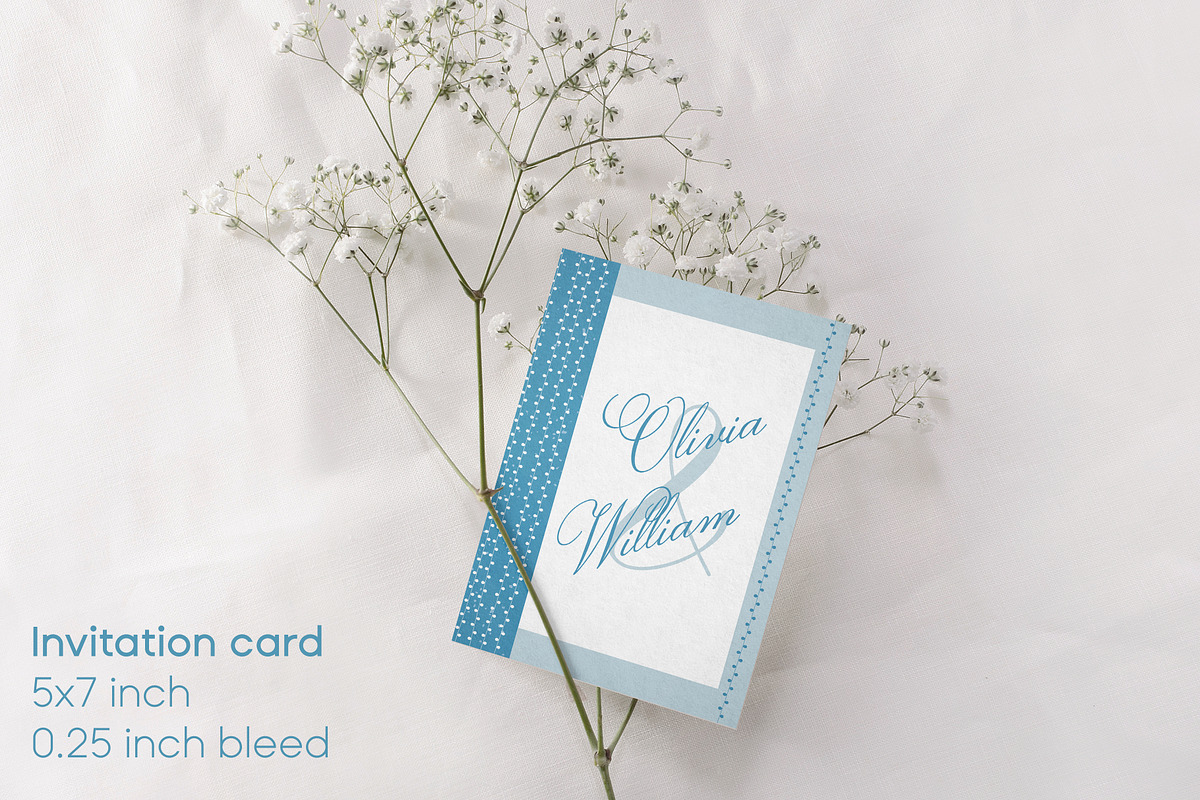 Elegant blue wedding invitation set, an Invitation Template by MariiaVD (Photo 4 of 11)