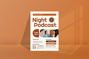 Night Podcast Flyer, a Flyer Template by SquidPixey