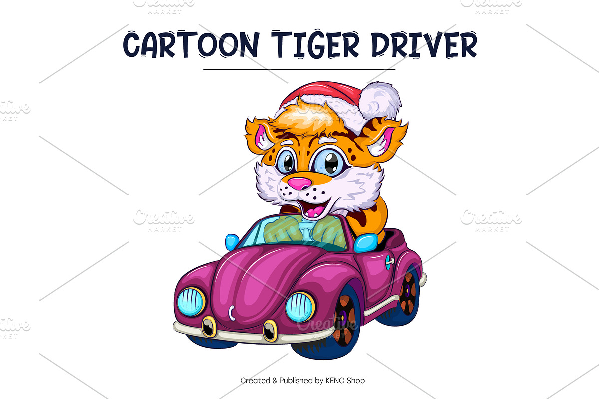 Set of Cute Cartoon Tigers., an Animal Illustration by KENO Mascots (Photo 3 of 7)