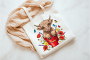Highland Cow In A Bucket PNG, an Illustration by Watercolor design (Thumbnail 3 of 3)