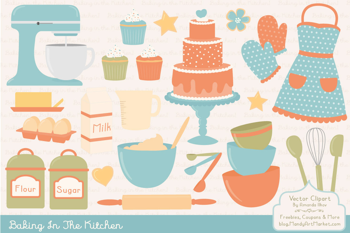 Vintage Kitchen Baking Vectors, an Illustration by Amanda Ilkov (Photo 1 of 4)