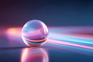 Colorful light trails reflected in a glass sphere, an Abstract Photo by AlyaAnd