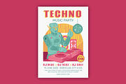 Techno Music Party Flyer, a Flyer Template by serapika (Thumbnail 1 of 3)
