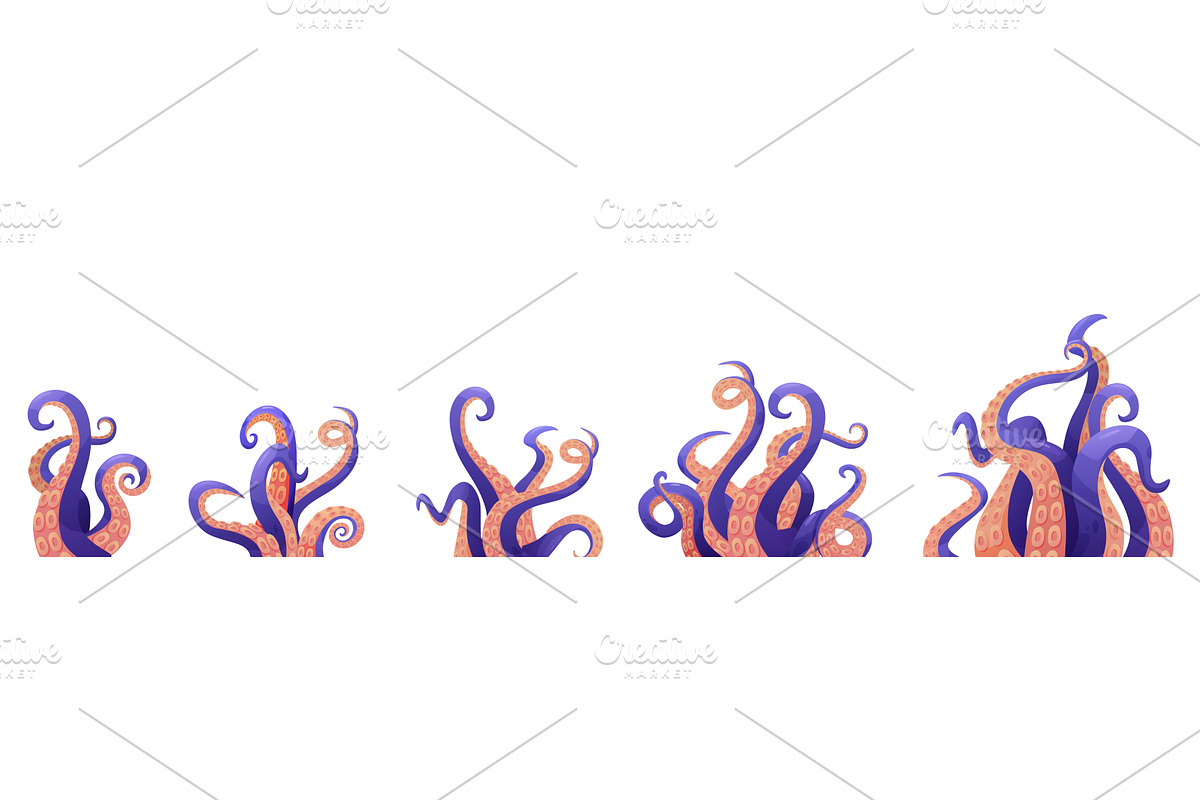Cartoon tentacles. Squid tentacle, an Animal Illustration by LadadikArt