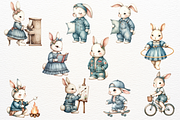 Watercolor Denim Bunny Clipart PNG, an Animal Illustration by Maysa Art (Thumbnail 3 of 4)