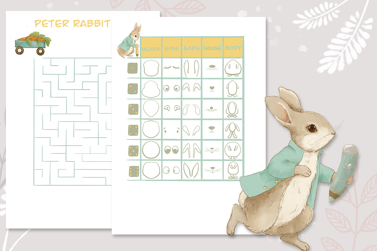 Peter Rabbit Game and clipart, an Education Illustration by AlenaVlasko stock Market (Photo 7 of 7)