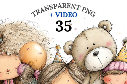 35 Birthday Girl Clipart, a Decorative Illustration by Pati Charm Studio