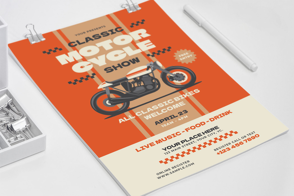 Classic Motorcycle Orange, a Flyer Template by Me55enjah Design (Photo 4 of 4)