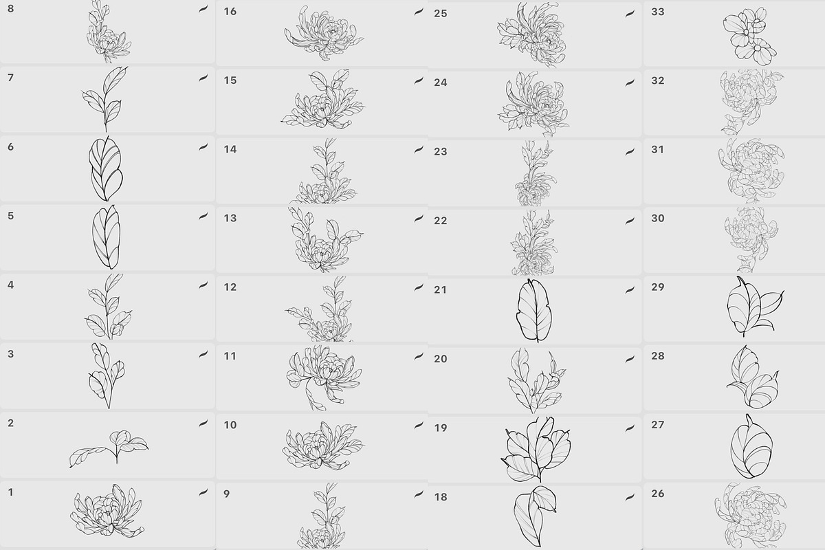 Procreate flower stamp, a Brush Add-On by AnnaPolitmerskaja (Photo 2 of 4)