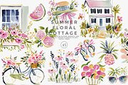 Summer watercolor clipart set, a Decorative Illustration by Patishop Art (Thumbnail 1 of 8)