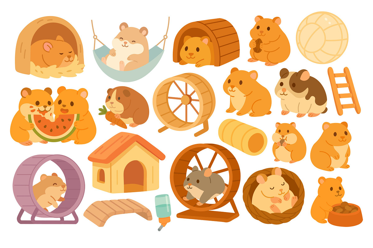 Cute Hamsters Clipart Set, an Animal Illustration by ananastya (Photo 2 of 3)