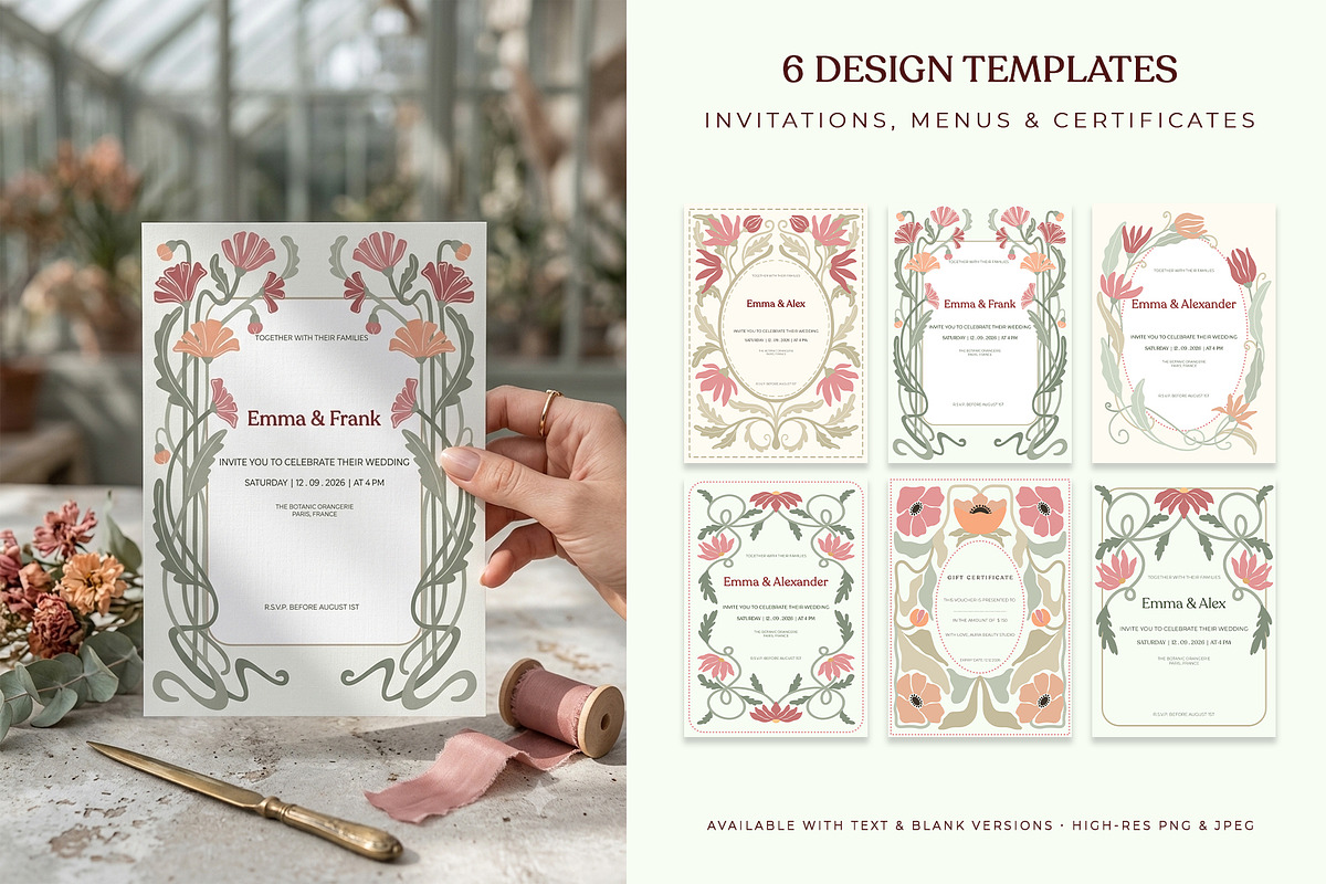 Art Nouveau Floral Graphics Kit, a Decorative Illustration by SunnJaneArt (Photo 5 of 10)