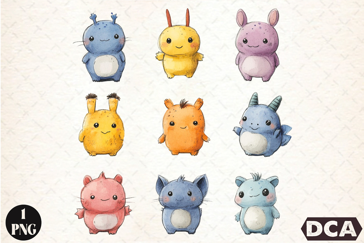 Kawaii Animal Pack PNG, an Animal Illustration by DreamCafeArt (Photo 1 of 6)