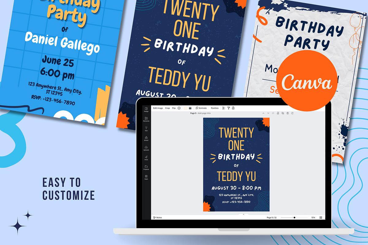 happy Birthday Invitation Templates, a Templates & Theme by TemplateCastleStore (Photo 3 of 9)
