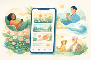 Bloomscrolling positive feed concept, a Photo by Dvoevnore photos