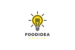 Fork Bulb Food Idea Smart Logo