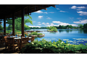 waterfront lake grill ai generated, a Nature Photo by pikepicture