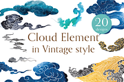 Cloud illustration in Vintage style, an Object Graphic by marukopum (Thumbnail 1 of 3)