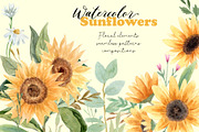 Sunflowers Watercolor Collection, a Decorative Illustration by Slastick (Thumbnail 1 of 8)