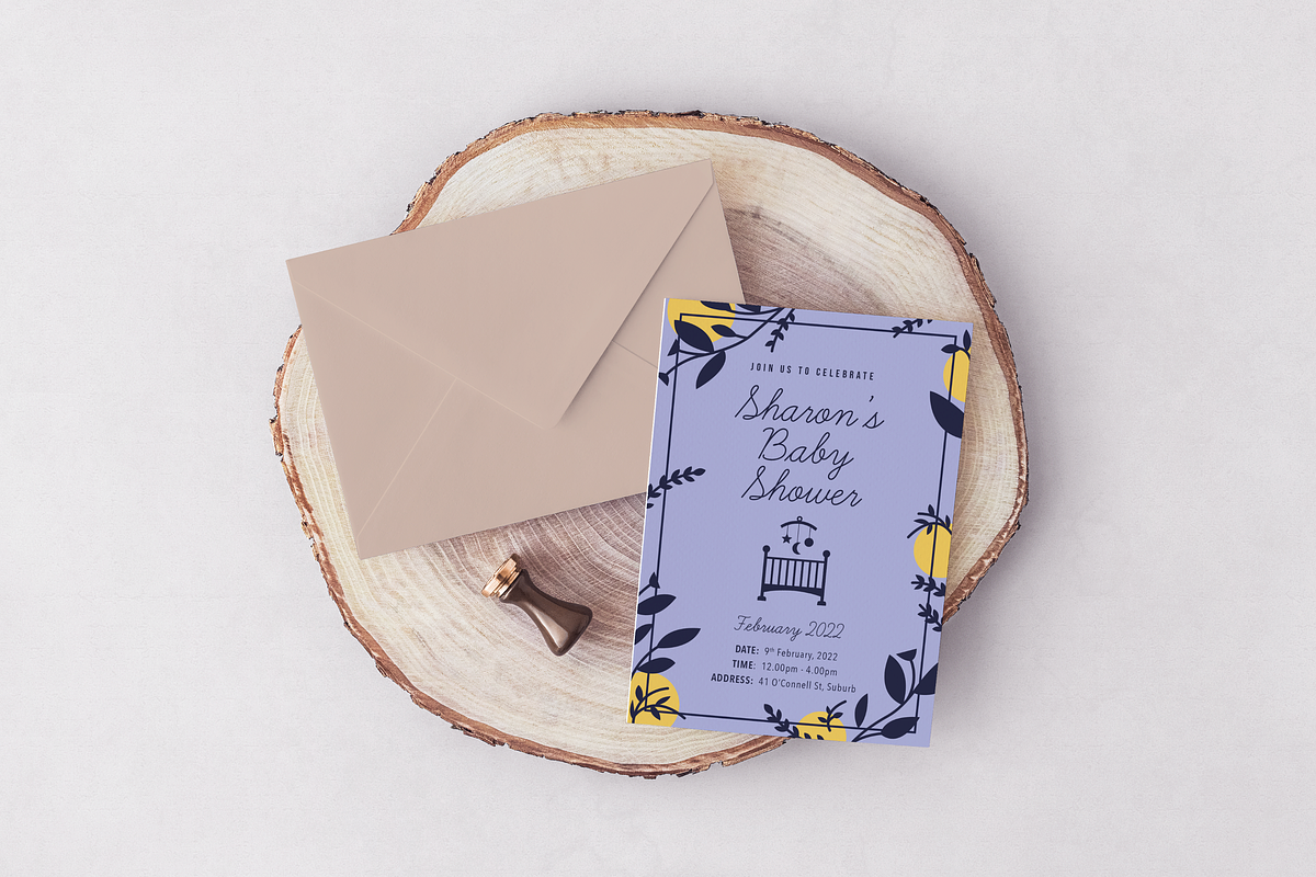 Purple Baby Shower Invitation Design, an Invitation Template by Starline Creative (Photo 2 of 5)