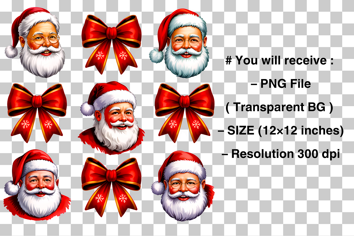 Christmas Coquette Bow, Santa PNG, a Graphic by Clipart Bloom (Photo 2 of 2)
