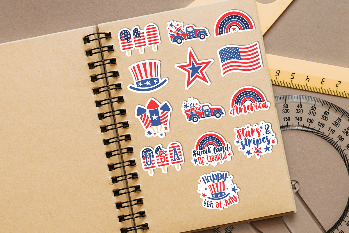 USA 4th of July Stickers set PNG, an Illustration by arausidp (Photo 5 of 5)