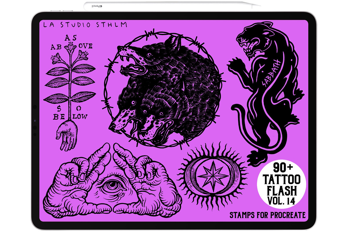 Tattoo Flash Vol. 14 - Stamp Set, a Brush Add-On by LA Studio Sthlm (Photo 3 of 6)