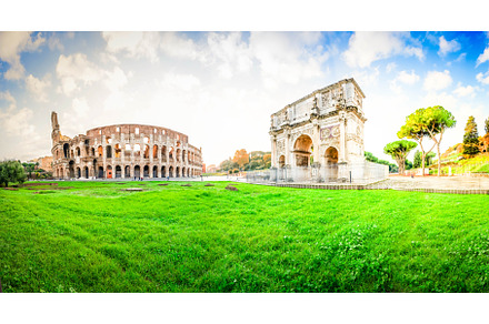 Colosseum at sunset in Rome, Italy, an Architecture Photo by Neirfy