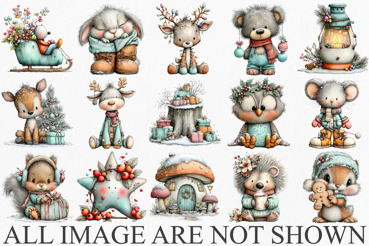 Whimsical Woodland Christmas Clipart, an Illustration by Canvas Craft (Photo 3 of 6)
